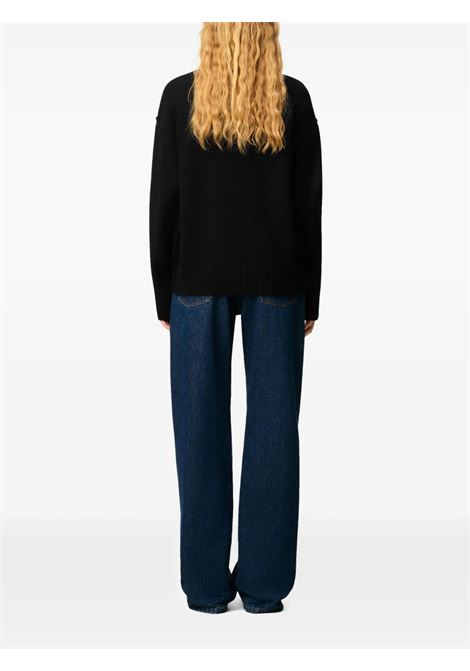 adc crewneck sweater man oblack AMI PARIS | UKS838.018009